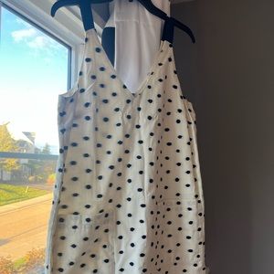 Adorable Loft Cream and Navy Polka Dot Mini Dress
